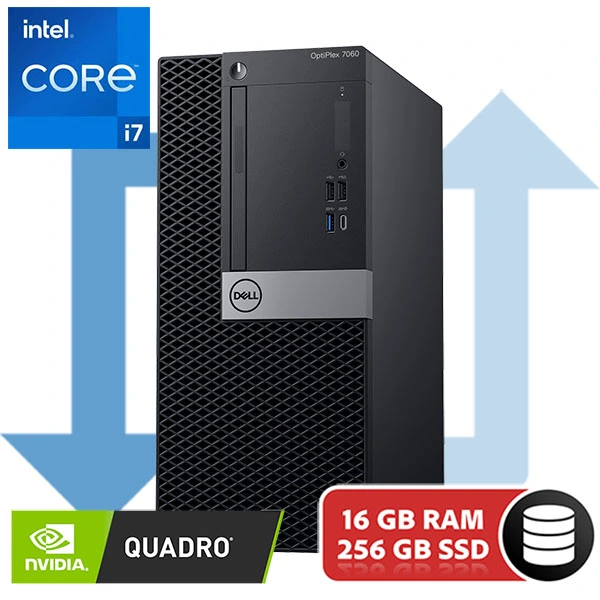 Dell Optiplex 7060 MT Intel Core i7-8700 | 256GB SSD | 16GB | QUADRO P600 2GB | W11 PRO